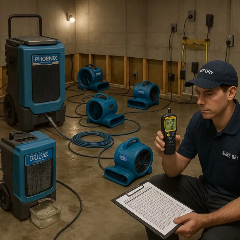 Structural Drying and Dehumidification process in Hallam, PA
